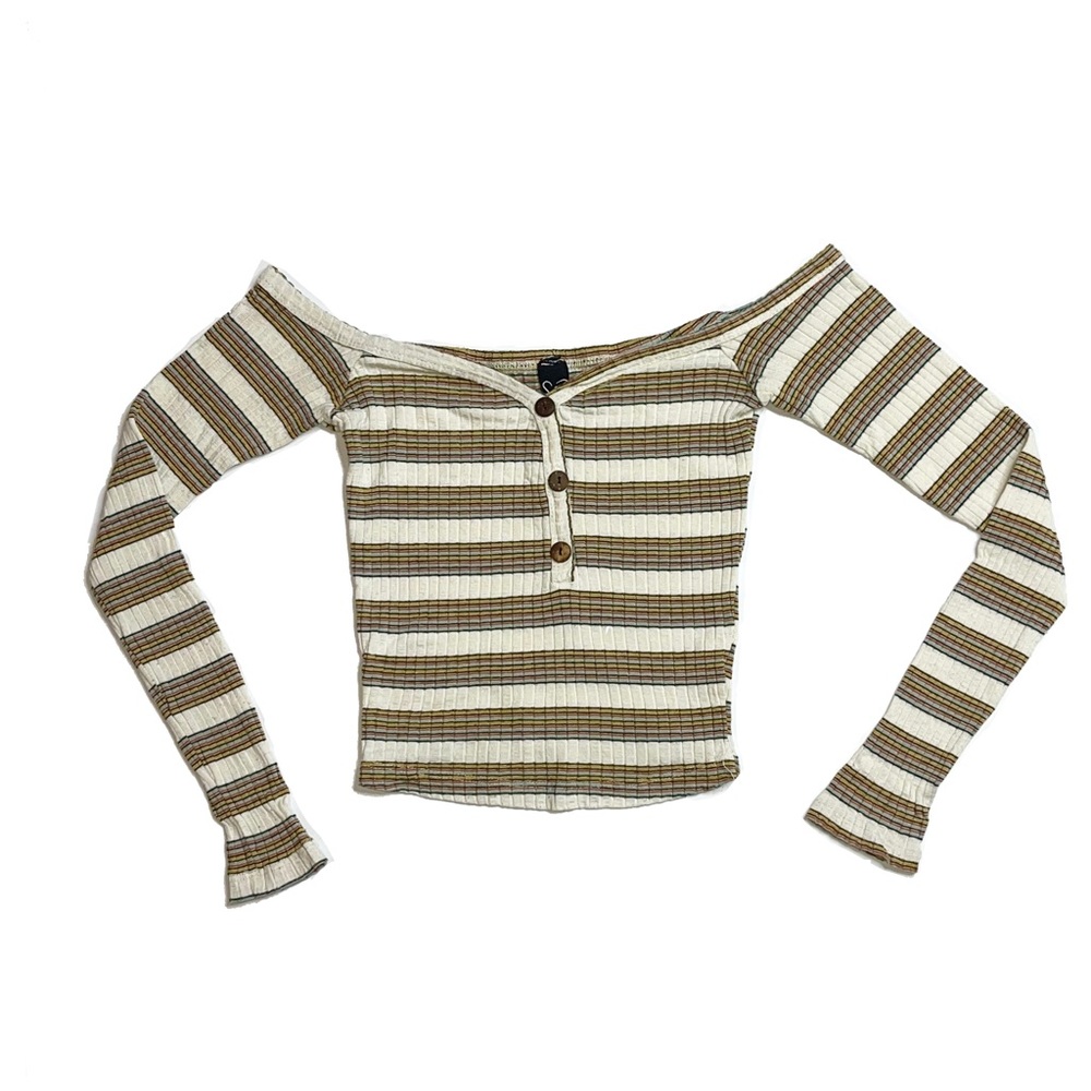 Windsor Striped Off The Shoulder Cropped Top